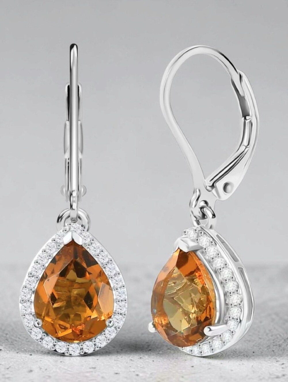 Autumn Alexite and White Zircon 3.50 ctw Drop Earrings in Platinum Bond